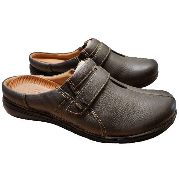 Clarks Un Loop Ease Clog – Women’s 6.5, Dark Olive Leather, Unworn - Picture 1 of 12
